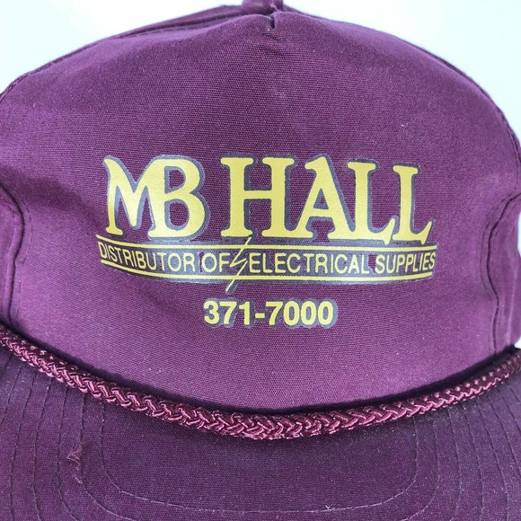 VTG MB HALL DISTRIBUTOR OF ELECTRICAL SUPPLIES HAT CAP TRUCKER ROPE ADJUSTABLE - Picture 7 of 15